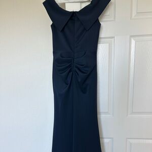 Xscape Scuba off the shoulder gown